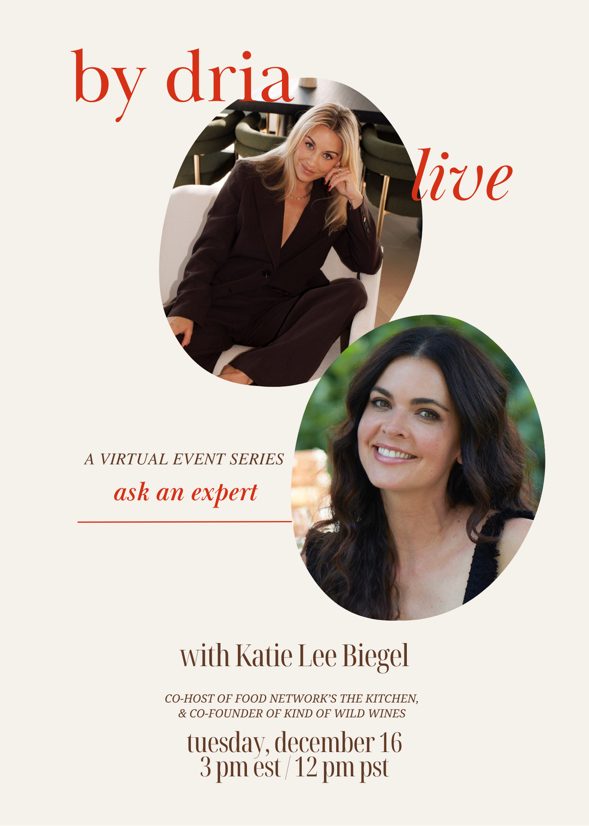INVITE: by dria live with Katie Lee Biegel